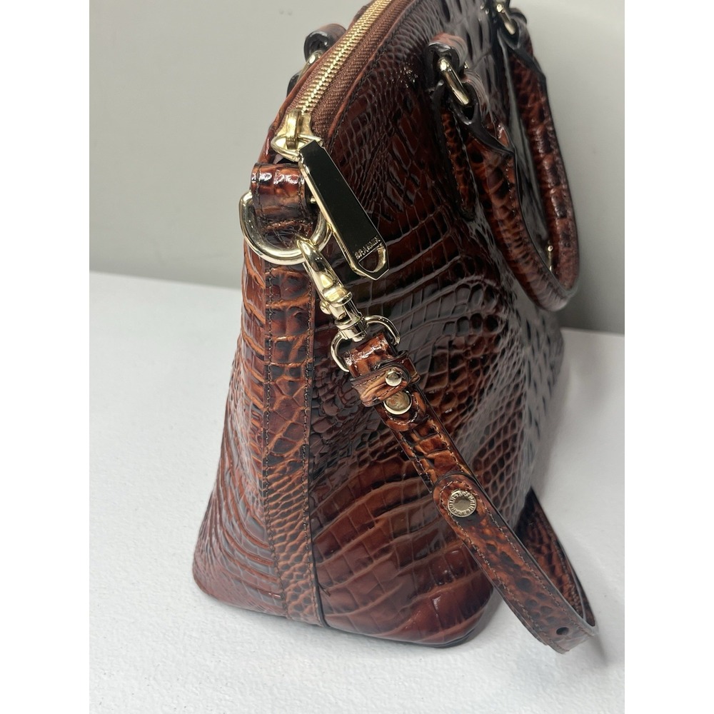 Brahmin Duxbury Satchel Pecan Melbourne Handbag Purse With Strap - Picture 3 of 16